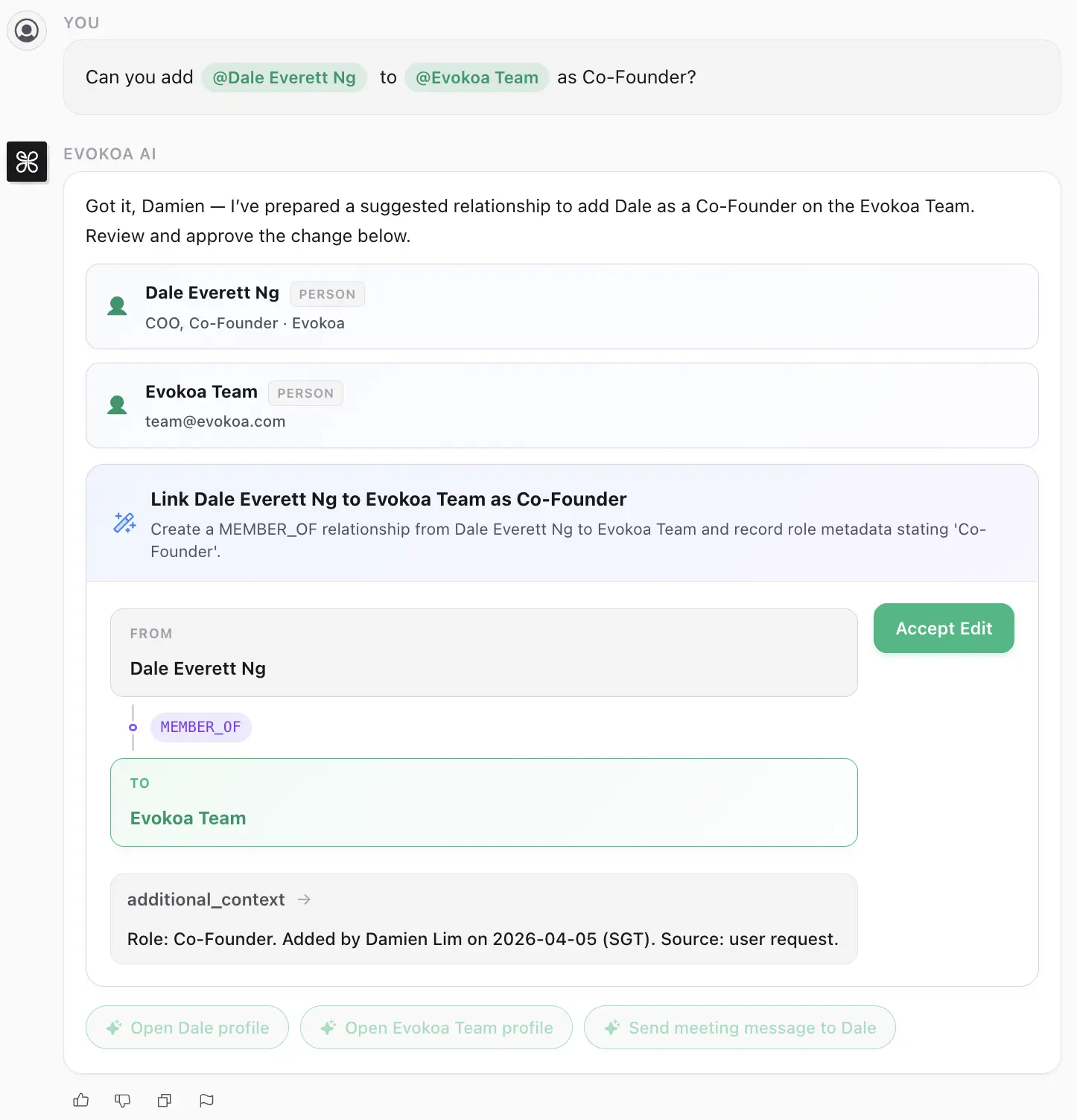 Add Relationships via Chat