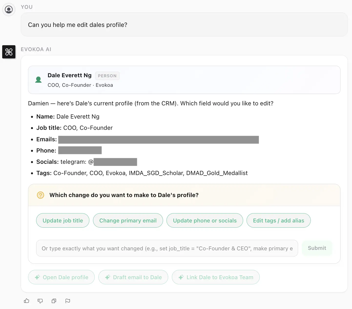 Evokoa Proactive Questions