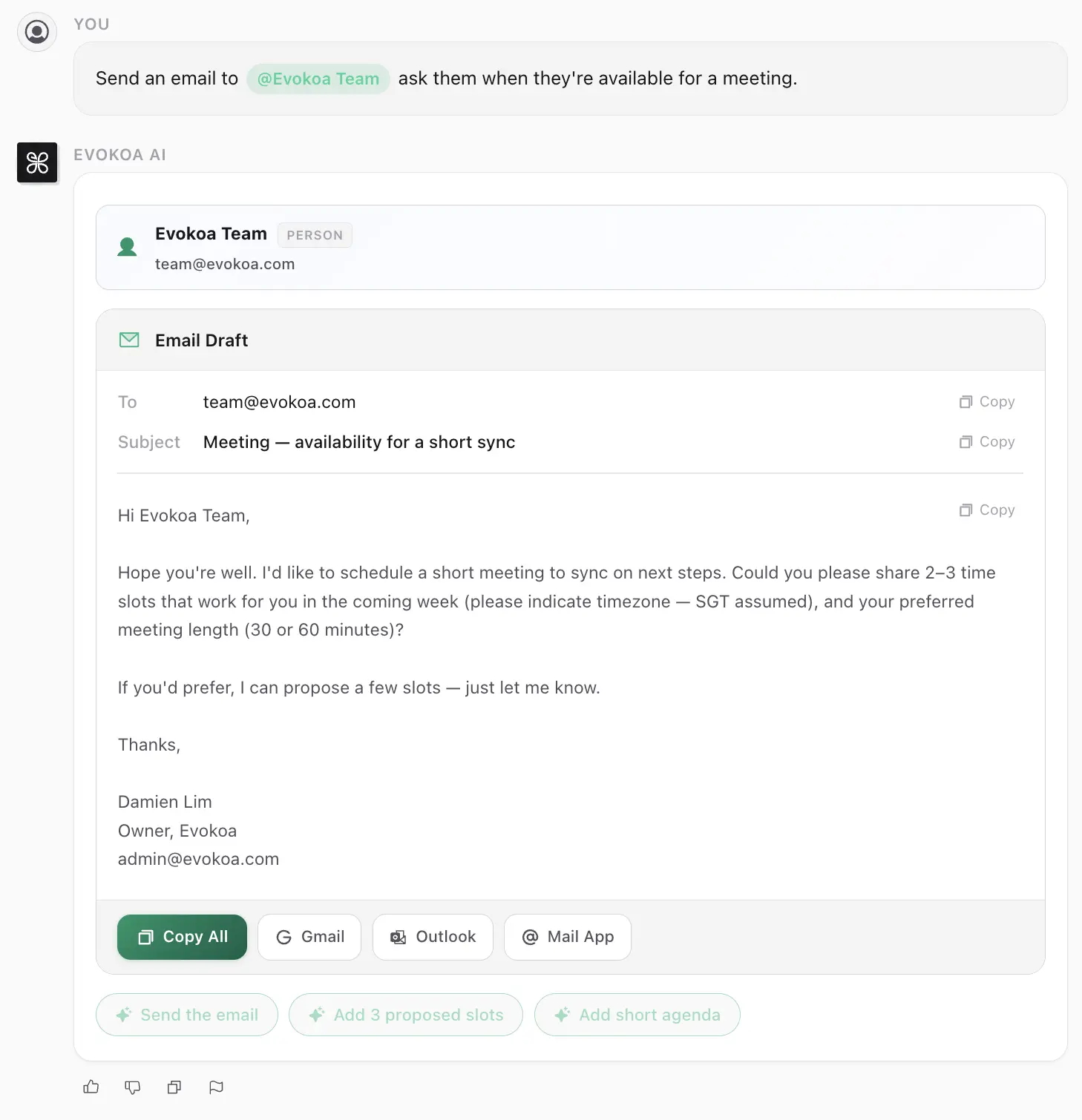Send Email from Chat